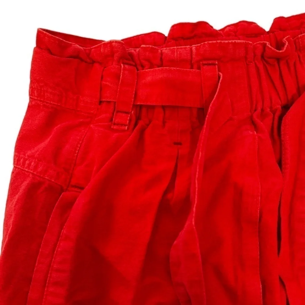 Free People High Rise Drawstring Straight Leg Red Pant - Picture 6 of 9